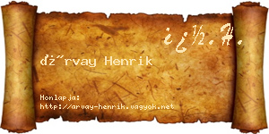 Árvay Henrik névjegykártya