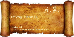 Árvay Henrik névjegykártya